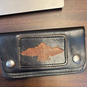 Freedom Machine Cycles Black Leather Wallet with Embossed Logo
